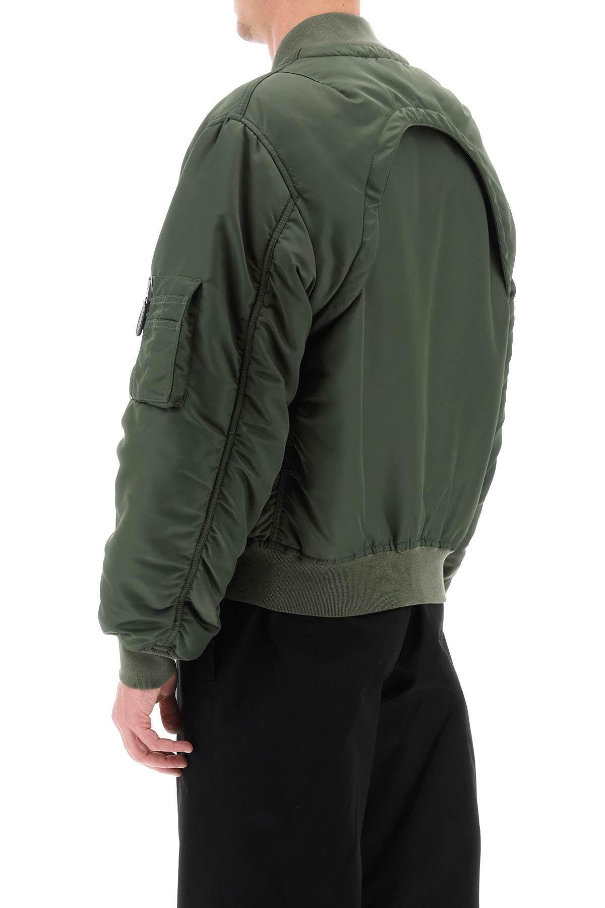 Alexander Mcqueen Convertible Bomber Jacket In Nylon Satin