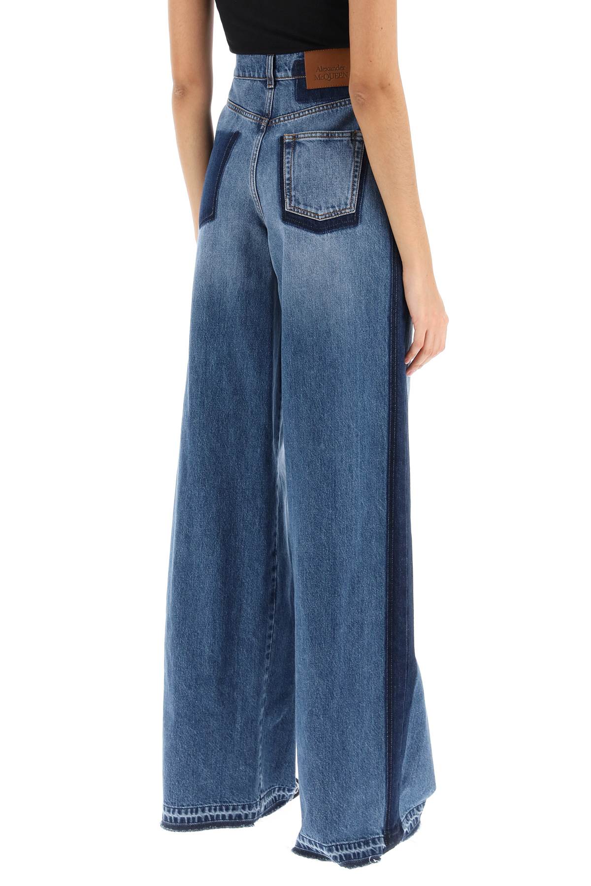 Alexander Mcqueen Wide Leg Jeans With Contrasting Details