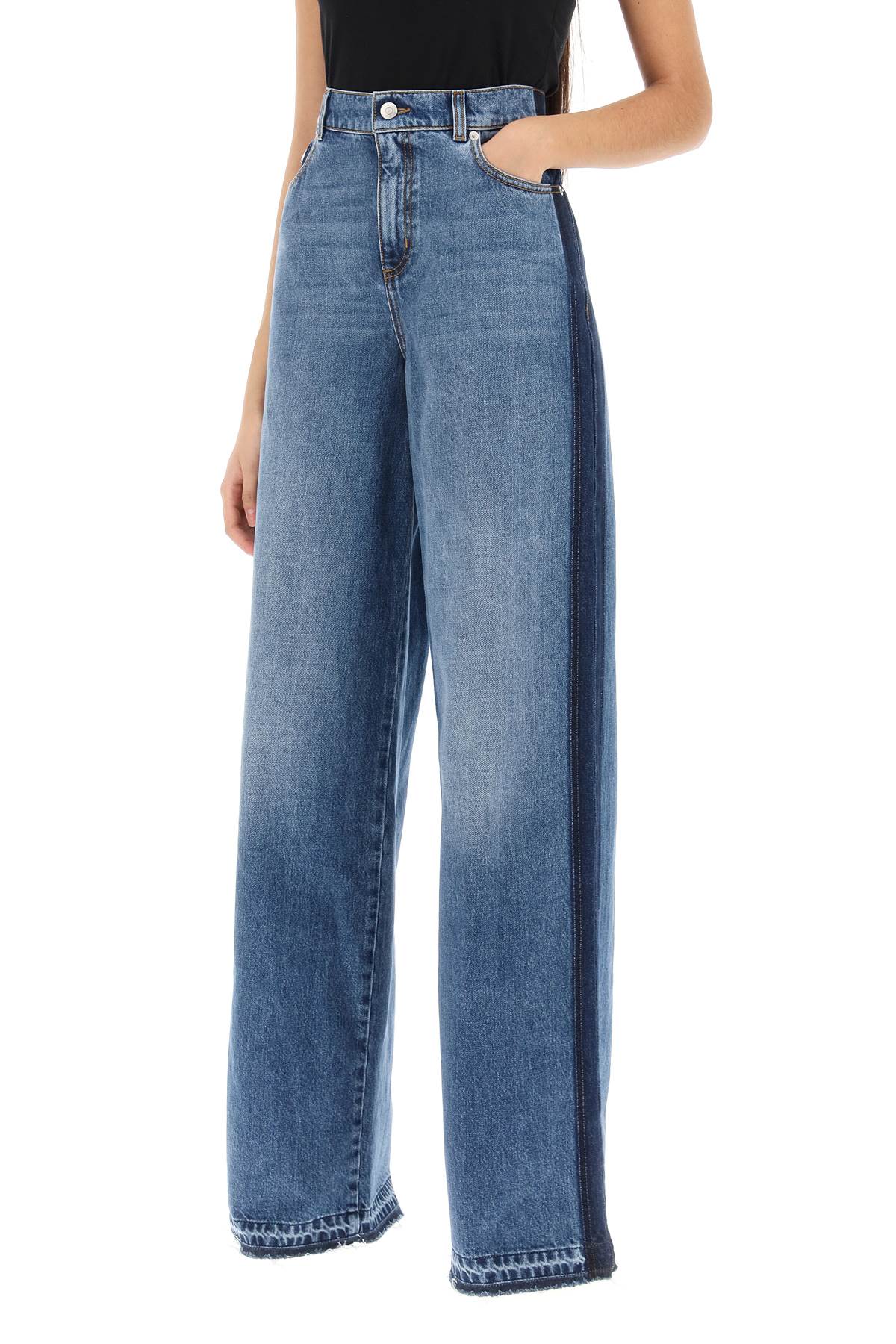 Alexander Mcqueen Wide Leg Jeans With Contrasting Details