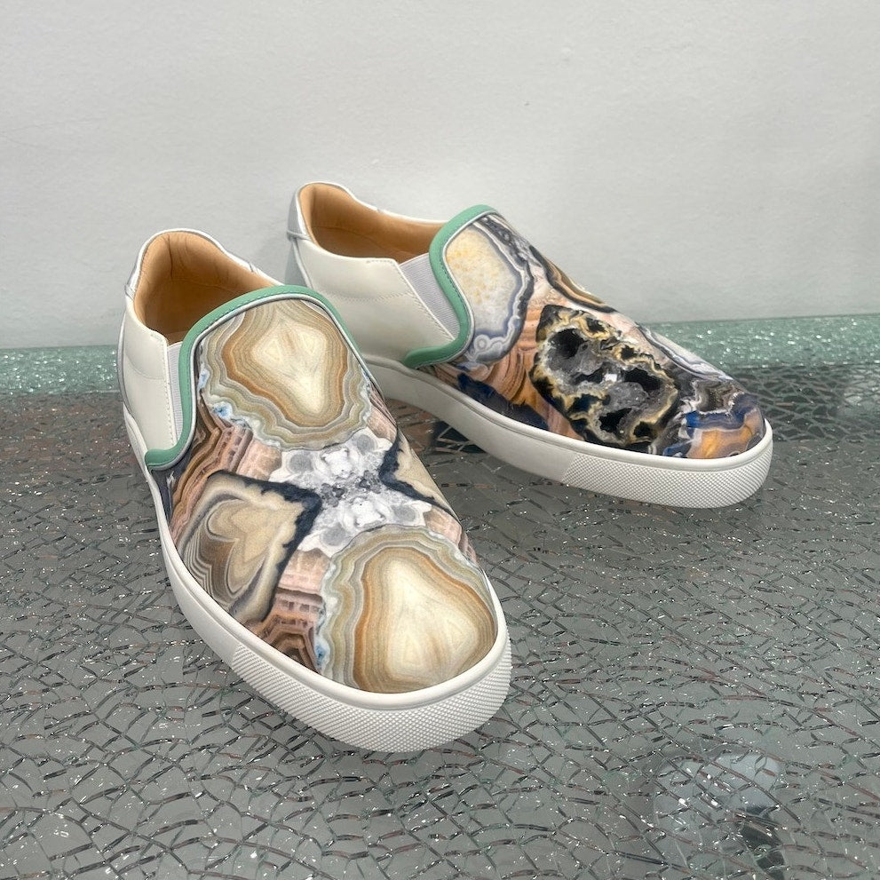 Christian Louboutin Star Agate Print Sailor Boat Orlato Flat White Multi