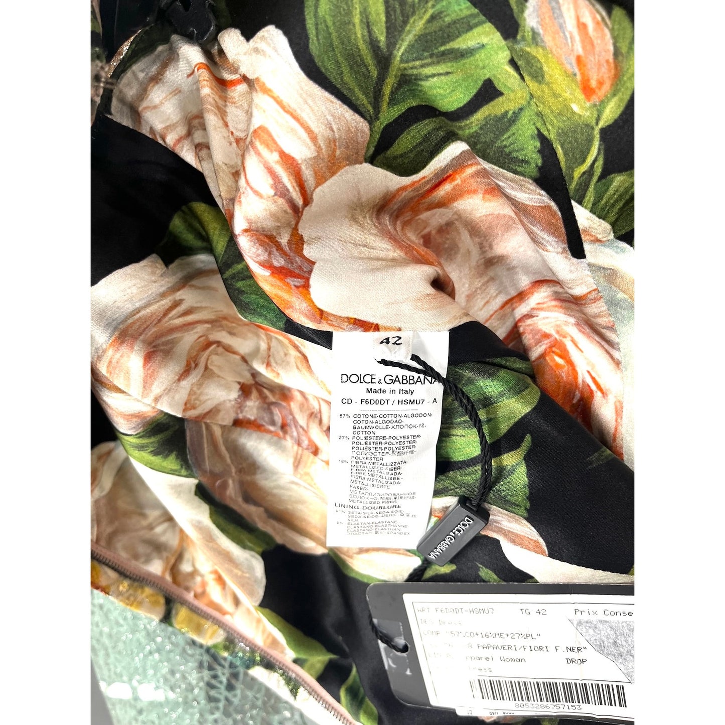 NWT DOLCE & GABBANA Metallic Floral-Print Cotton-Blend Brocade Mini Dress