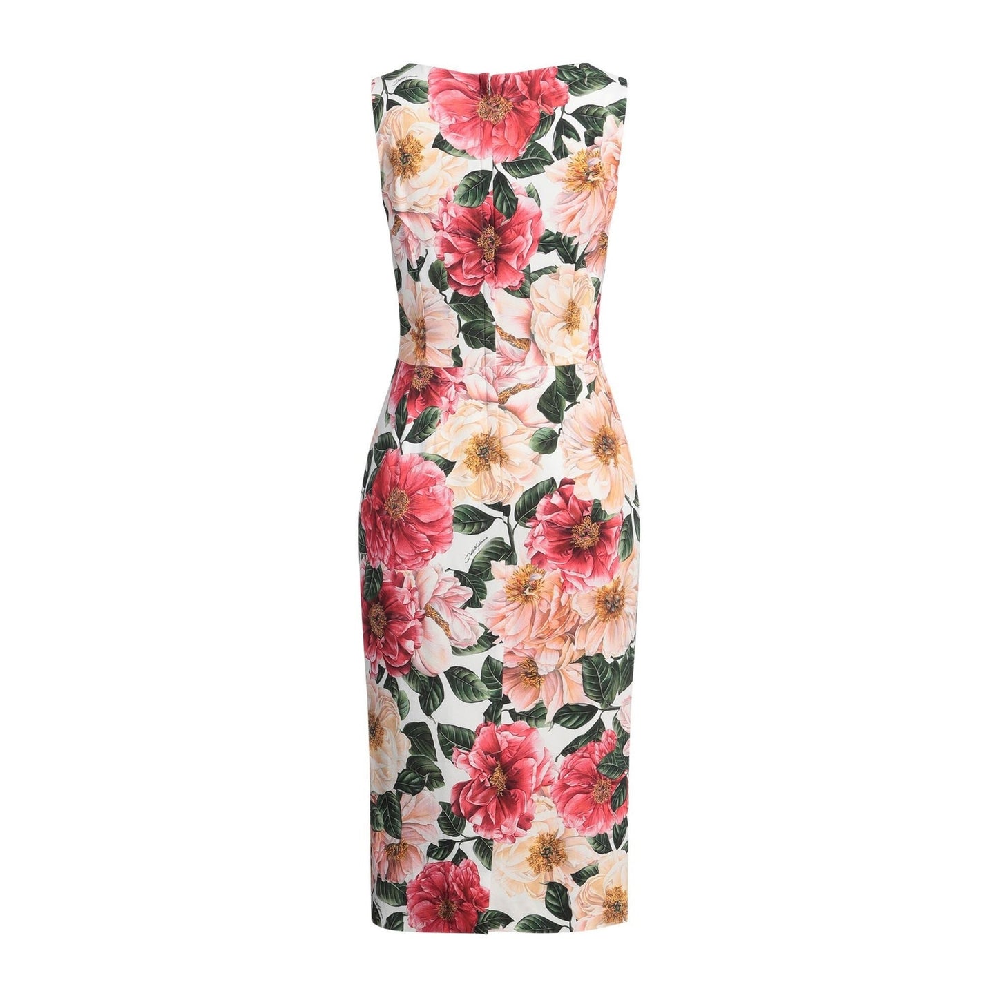 NWT Dolce & Gabbana Pink Multi Floral Midi Bodycon Dress IT 40 S