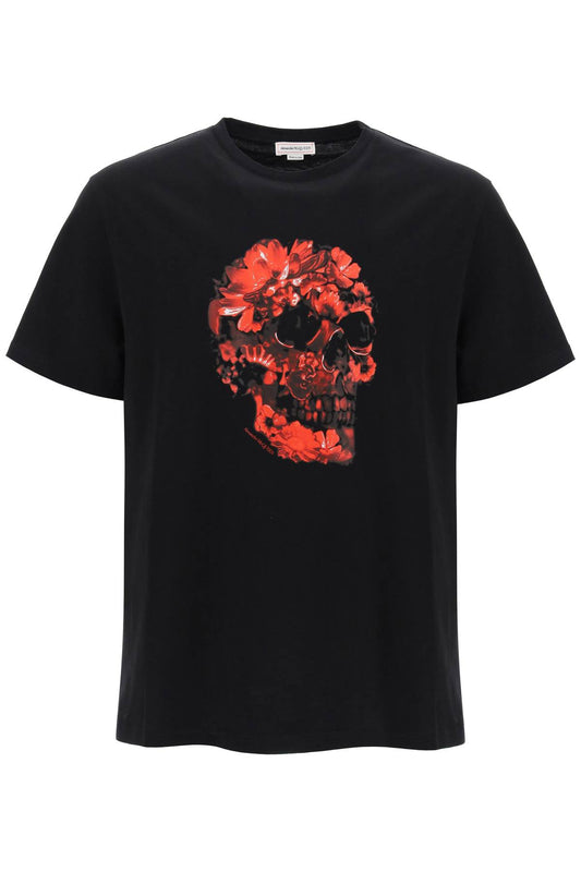 Alexander Mcqueen Wax Flower Skull Printed T-Shirt