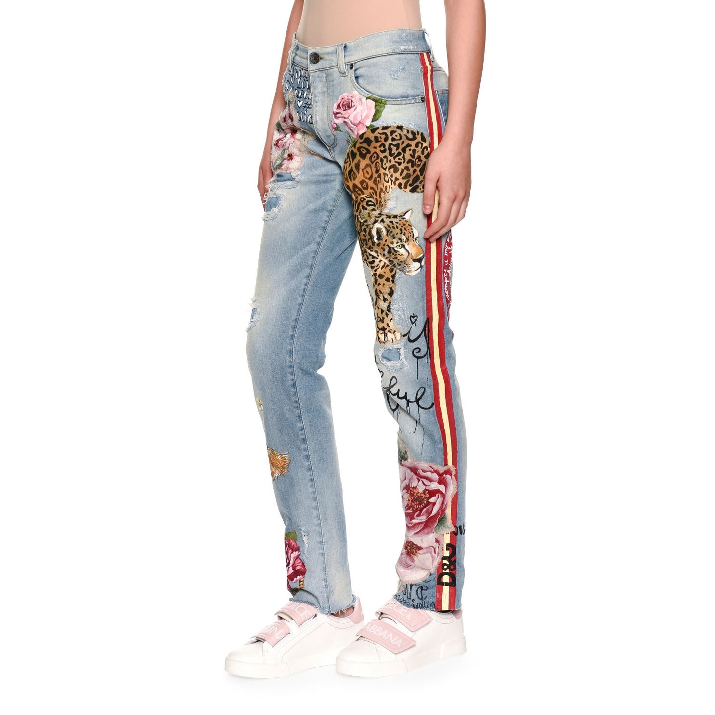 NWT Dolce & Gabbana Tiger Floral Jeans Prints & Embroideries IT 42 M