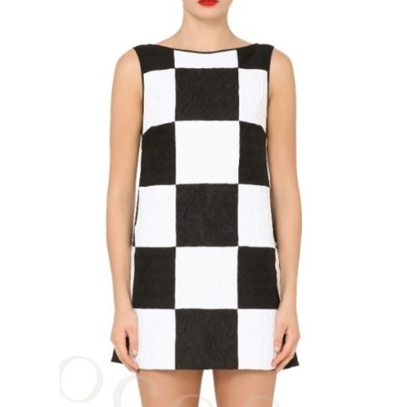 NWT DOLCE & GABBANA  Runway Sleeveless Damier Dress In Patchwork Jacquard 40 S