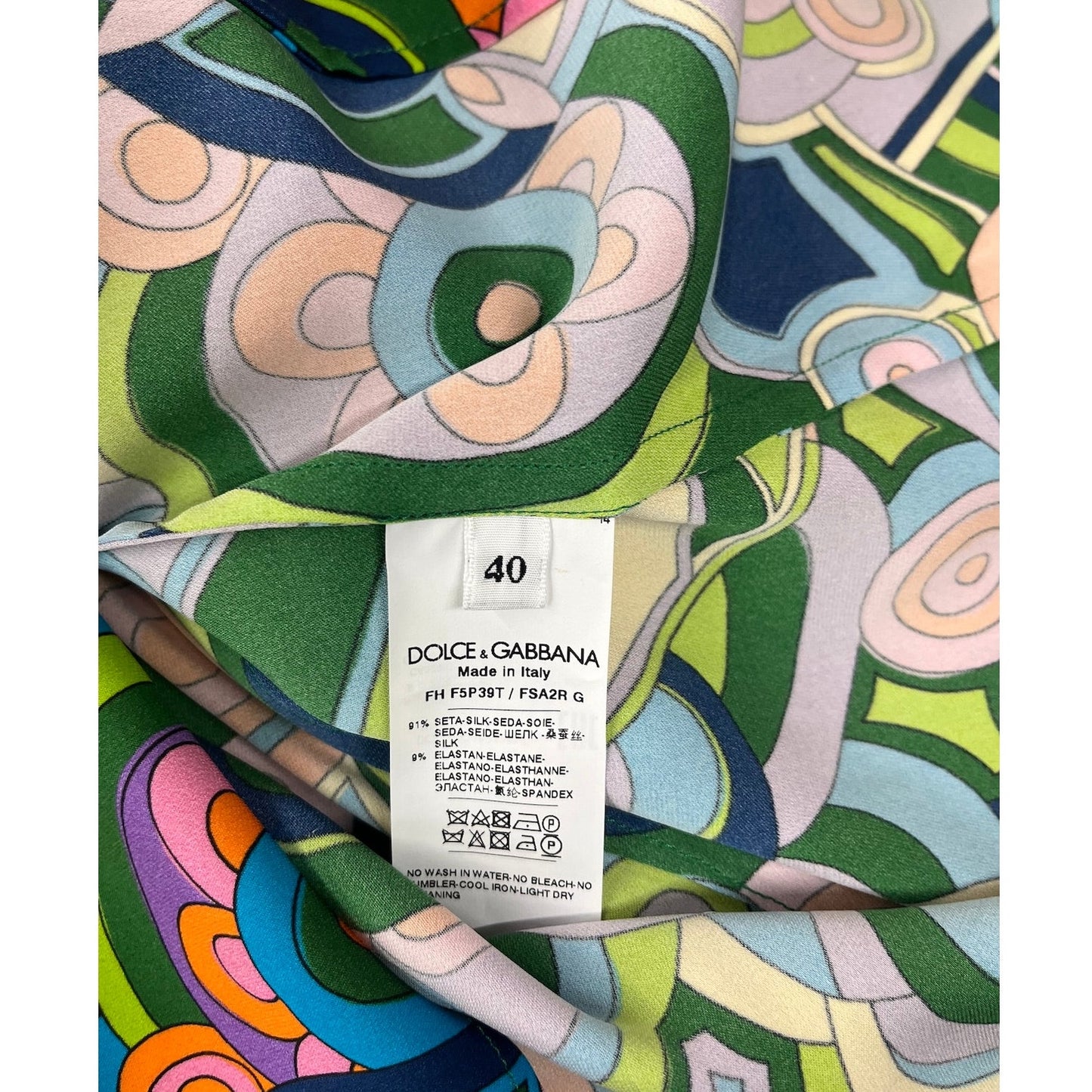 NWT Dolce & Gabbana Silk abstract Print Blouse Shirt Multicolor  IT 40 US S