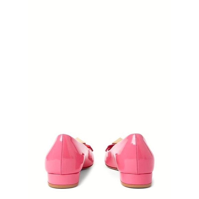 Valentino Garavani Pink One Stud Flat Patent Leather Ballerina Shoes