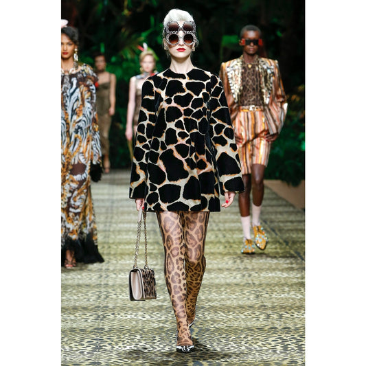 NWT DOLCE & GABBANA Runway Giraffe Print Mini Dress Brown IT 40 / S