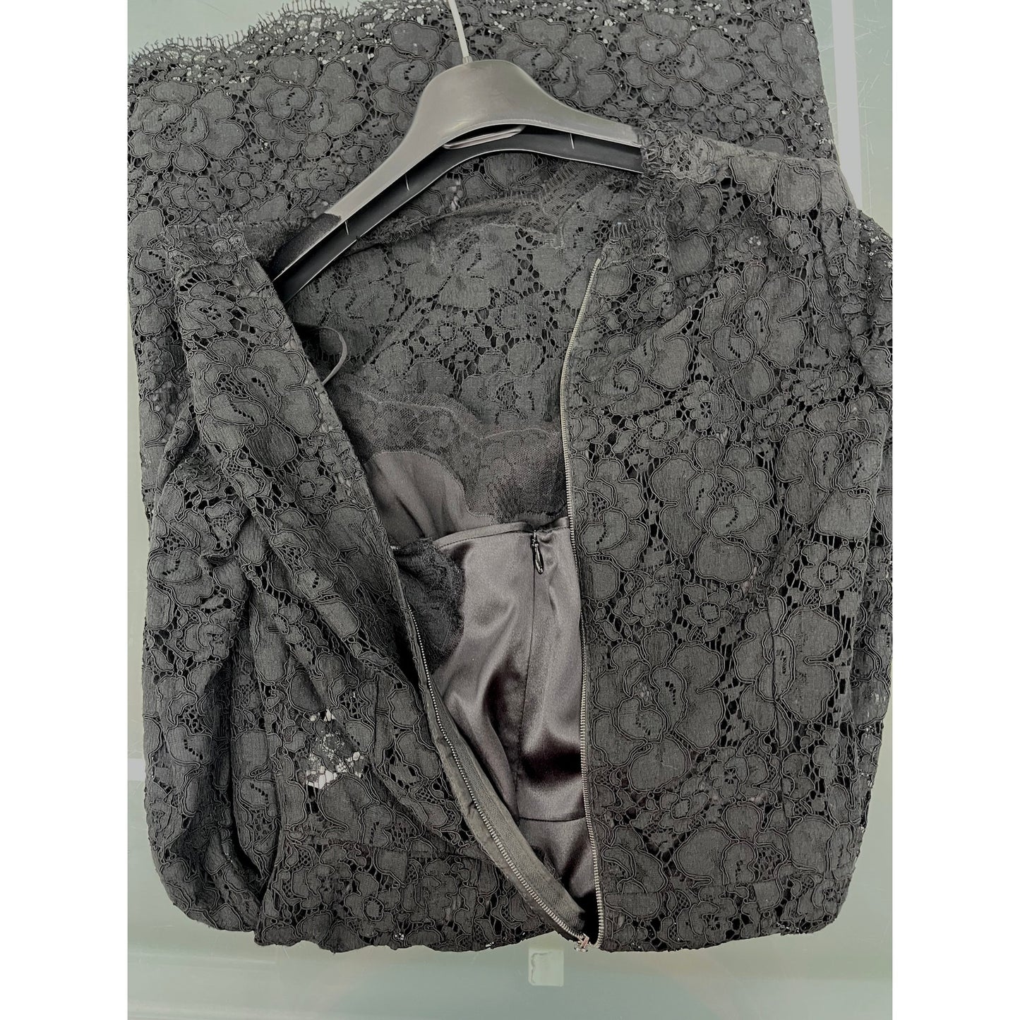 NWT Dolce & Gabbana Black Corded Lace Long Sleeve Midi Dress 46 XL