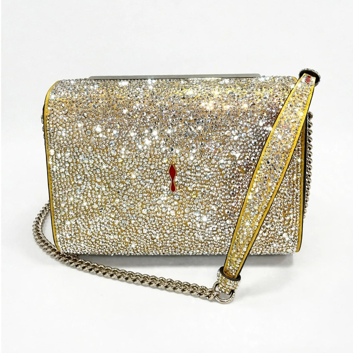 NWT Christian Louboutin Betina Strass Clutch Gold Crystal