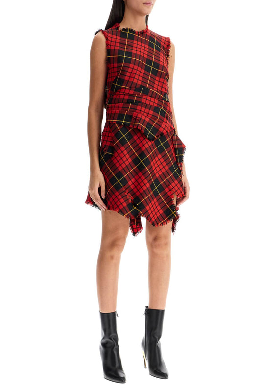 Alexander Mcqueen Distressed Wool Tartan Mini Dress