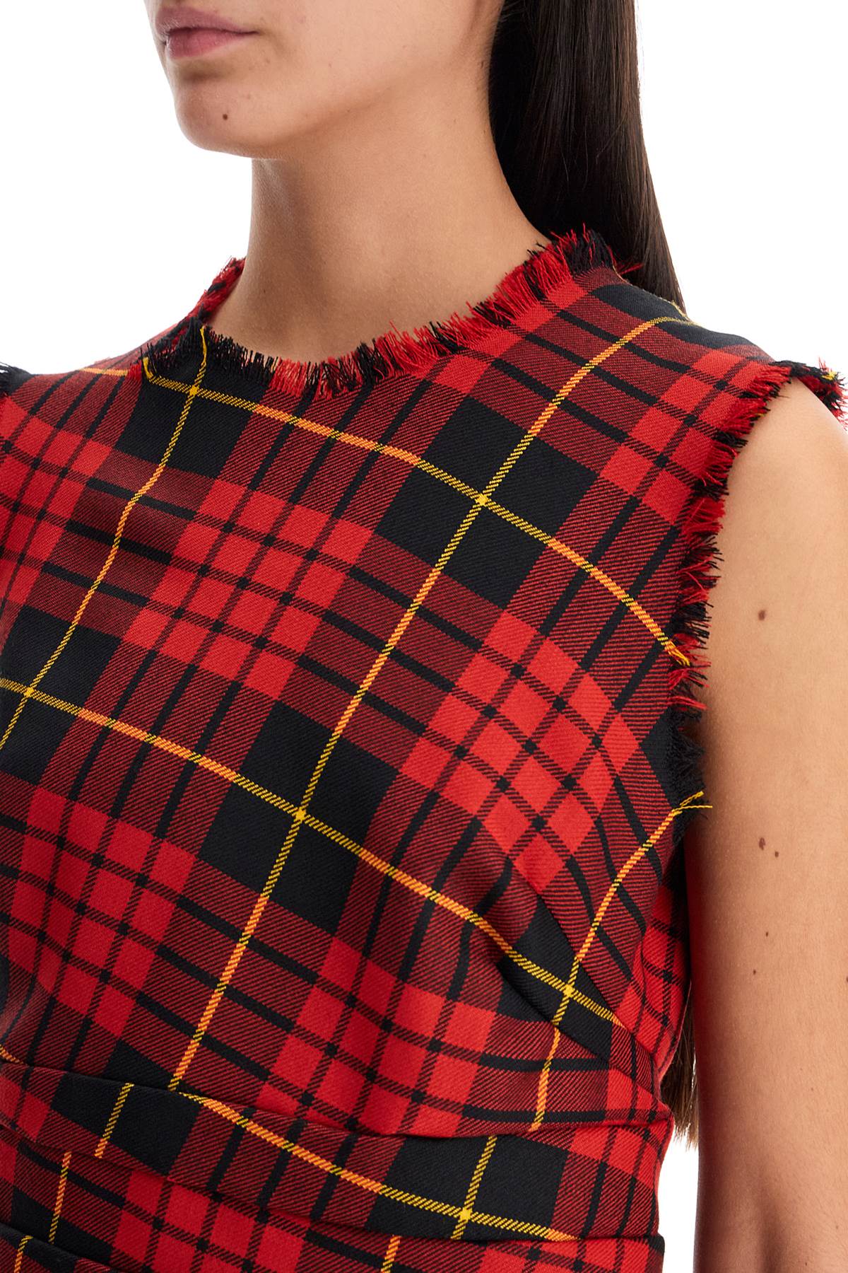 Alexander Mcqueen Distressed Wool Tartan Mini Dress