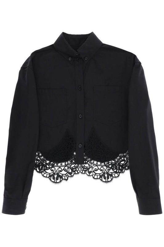 Burberry Cropped Shirt With Macrame Lace Insert