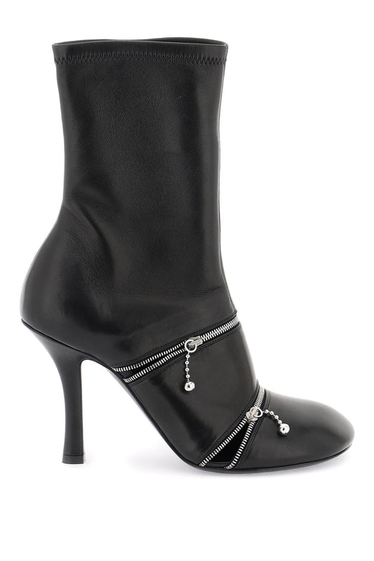 Burberry Leather Peep Ankle Boots