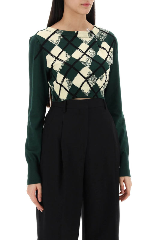 Burberry Cropped Diamond Pattern Pullover