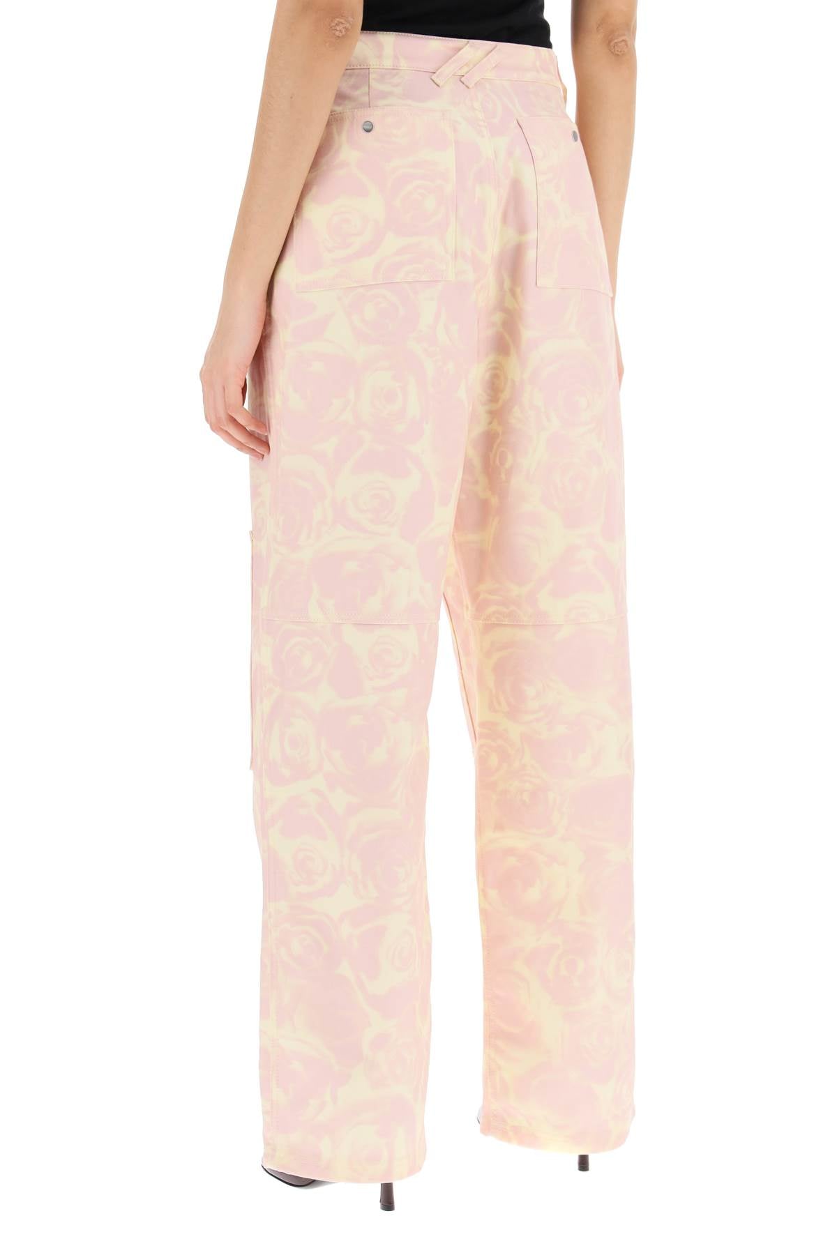 Burberry Rose Print Canvas Workwear Pants