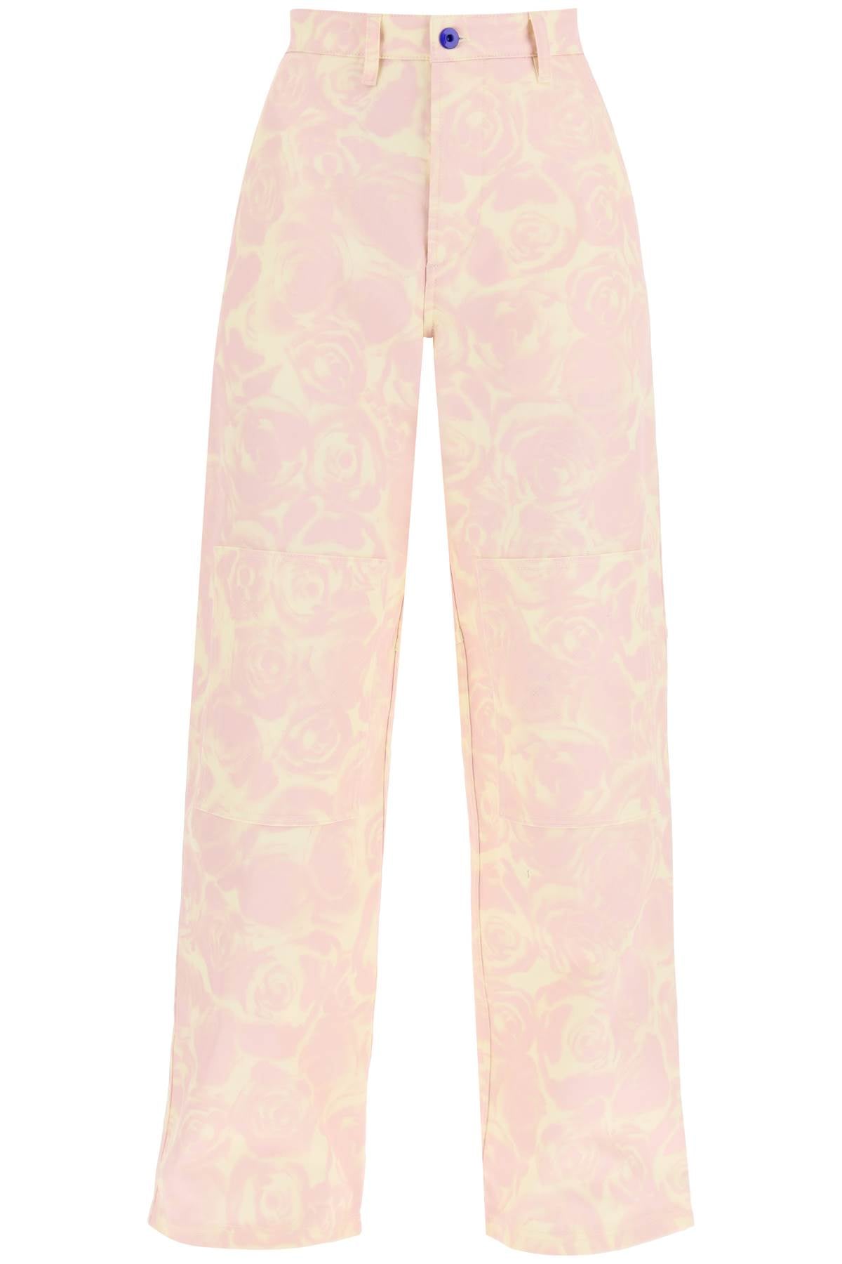 Burberry Rose Print Canvas Workwear Pants