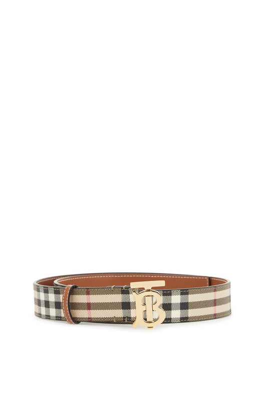 Burberry Ered Belt In Coated Canvas With Tb Logo