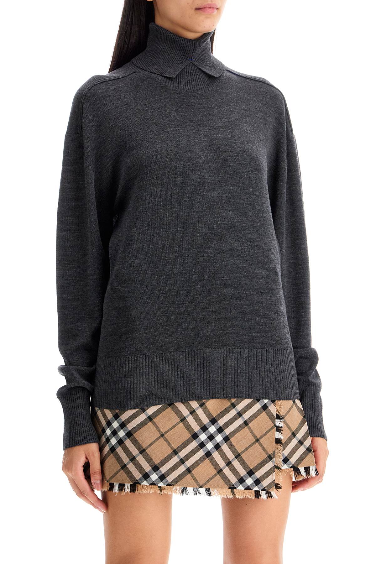 Burberry High-Neck Wool Pullover Sweater