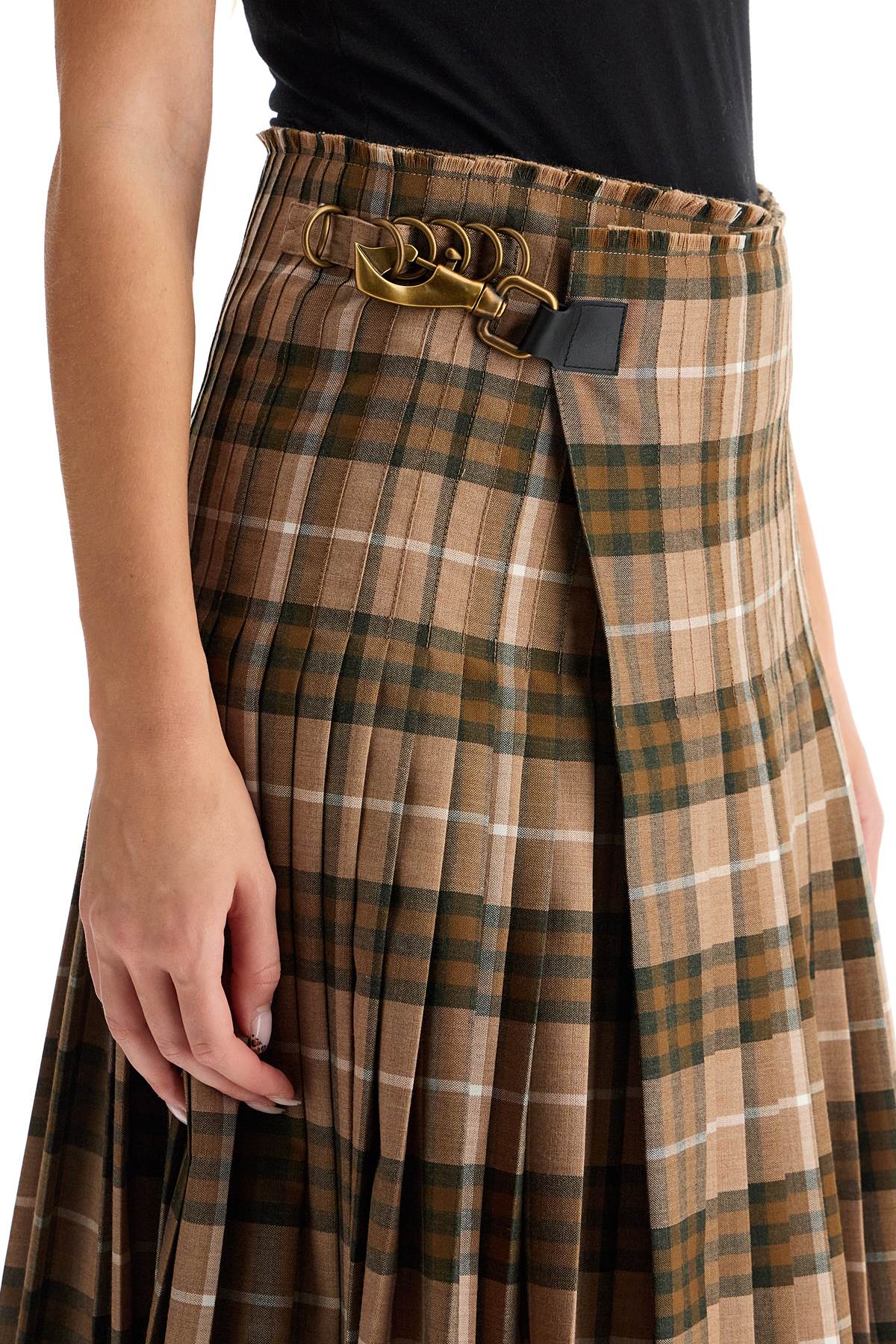 Burberry Ered Wool Blend Maxi Kilt Skirt