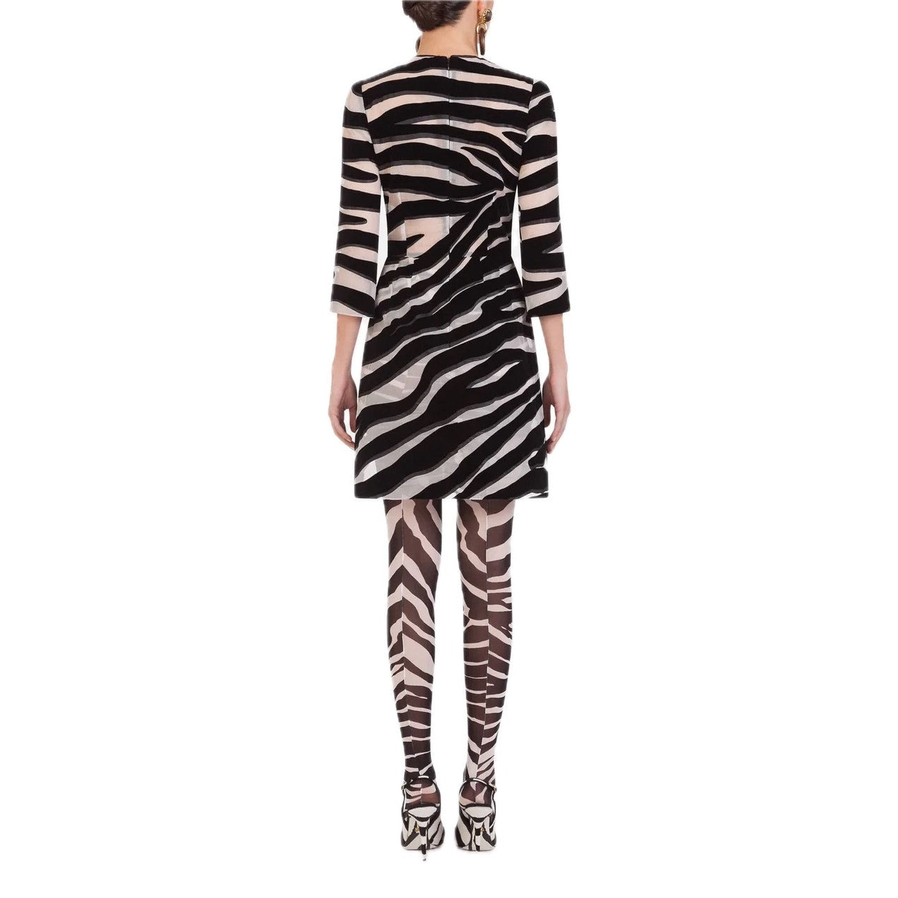 NWT DOLCE & GABBANA Runway Zebra Print Mini Dress Black IT 40 / S