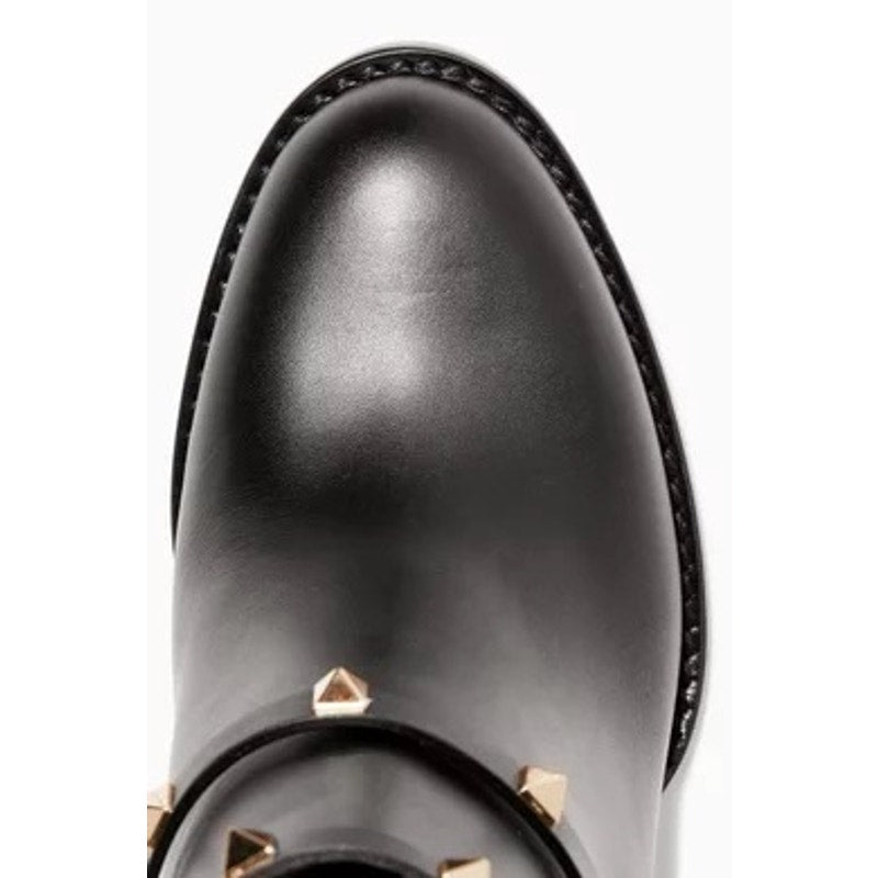 Valentino Garavani Rockstud Black Ankle Boots in Calfskin 35.5