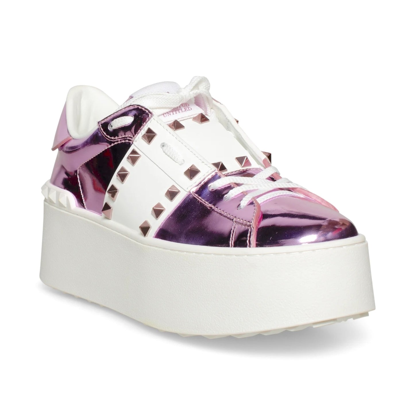 Valentino Garavani Pink Platform Rockstud Untitled Mirror-effect Sneakers