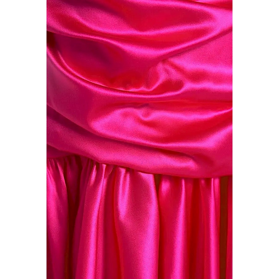 NWT Dolce & Gabbana Pink Ruched Stretch-Silk Satin Midi Dress 42 M