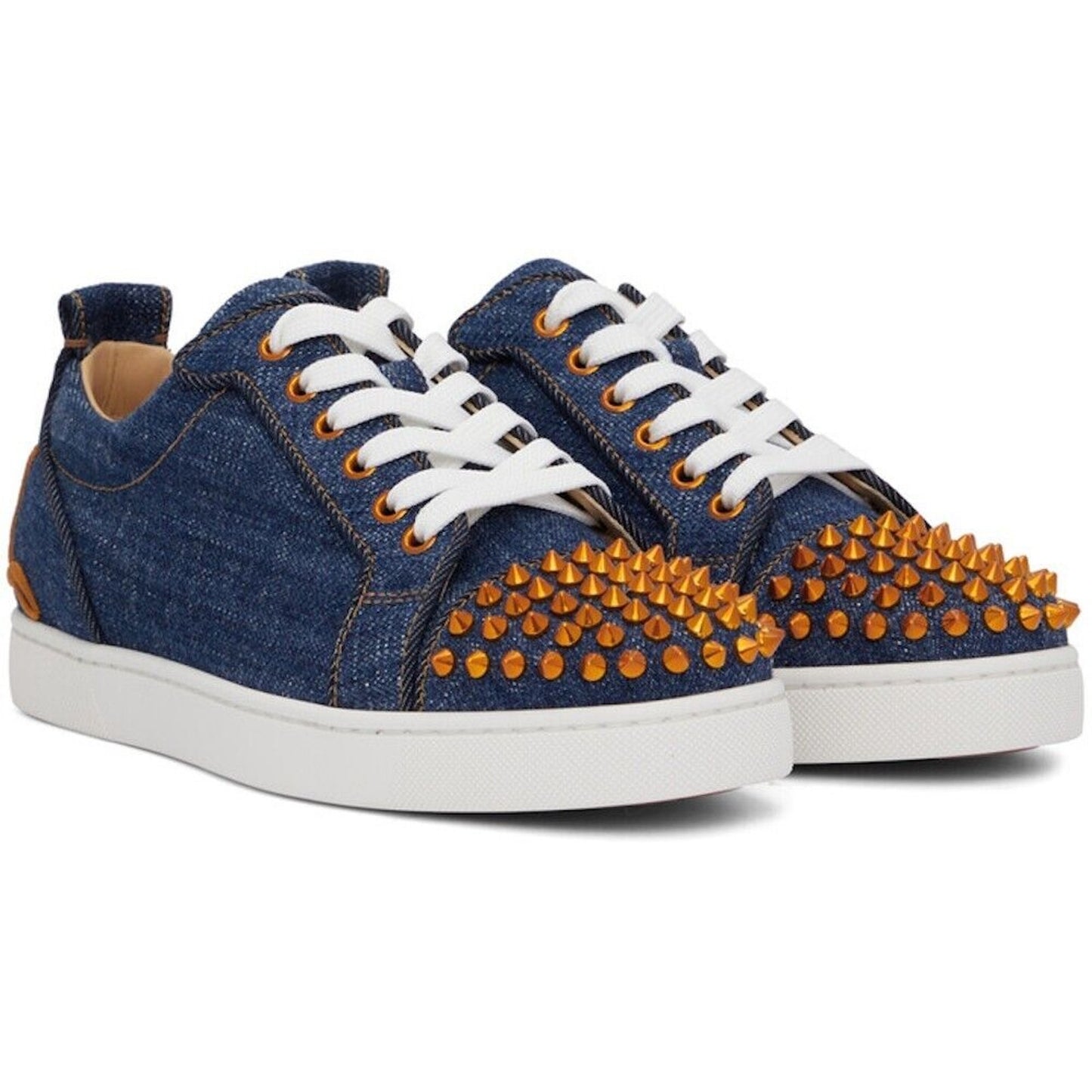 Christian Louboutin Navy Fun Louis Junior Spikes Sneakers Denim Blue