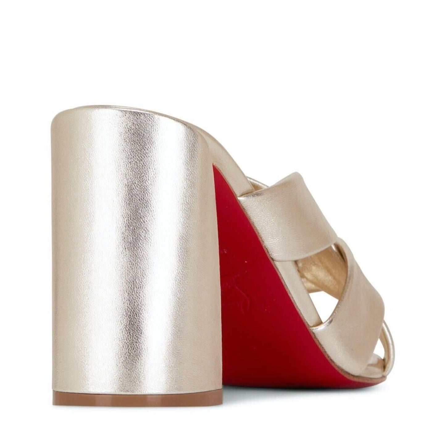 Christian Louboutin Dispo Club 85 Metallic Leather Mules Sandals Gold