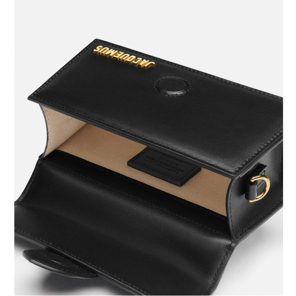 Jacquemus Le Bambino Black Smooth Calf Leather Handbag Gold Logo