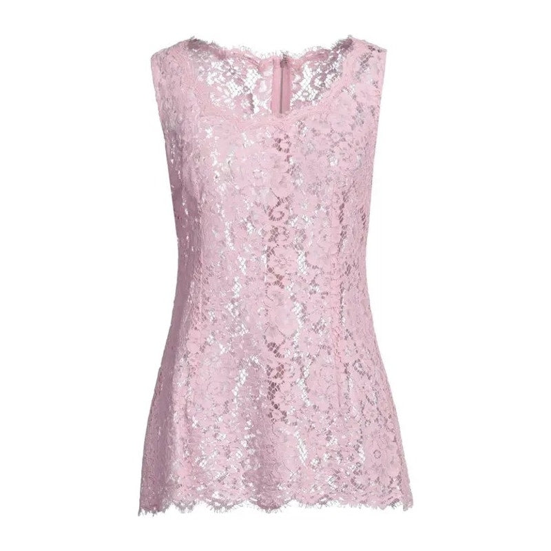 NWT Dolce & Gabbana Pink Lace Sleeveless Tank Top Blouse IT 40 S