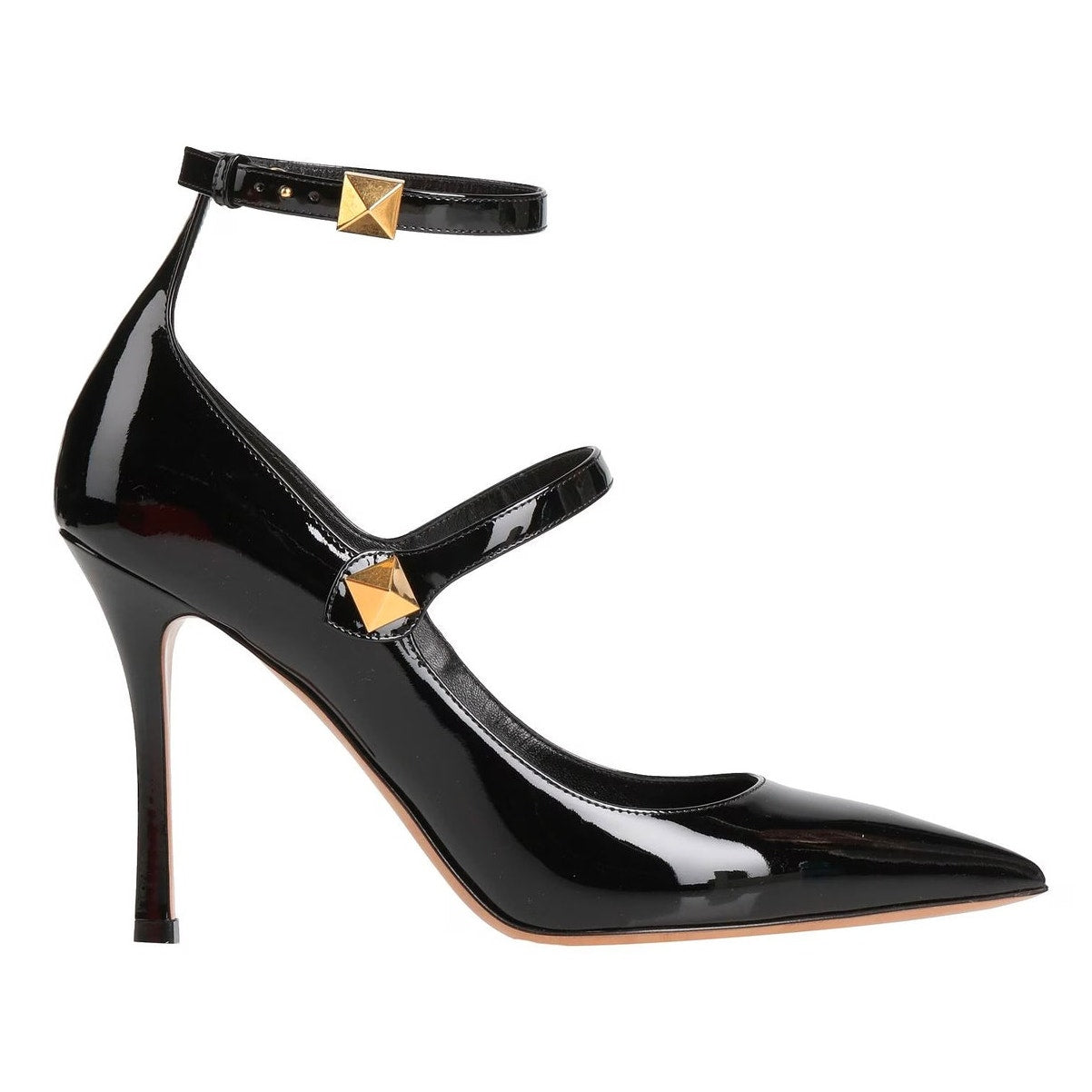 Valentino Garavani Black Pointed-toe Patent Leather stud Pumps 39.5