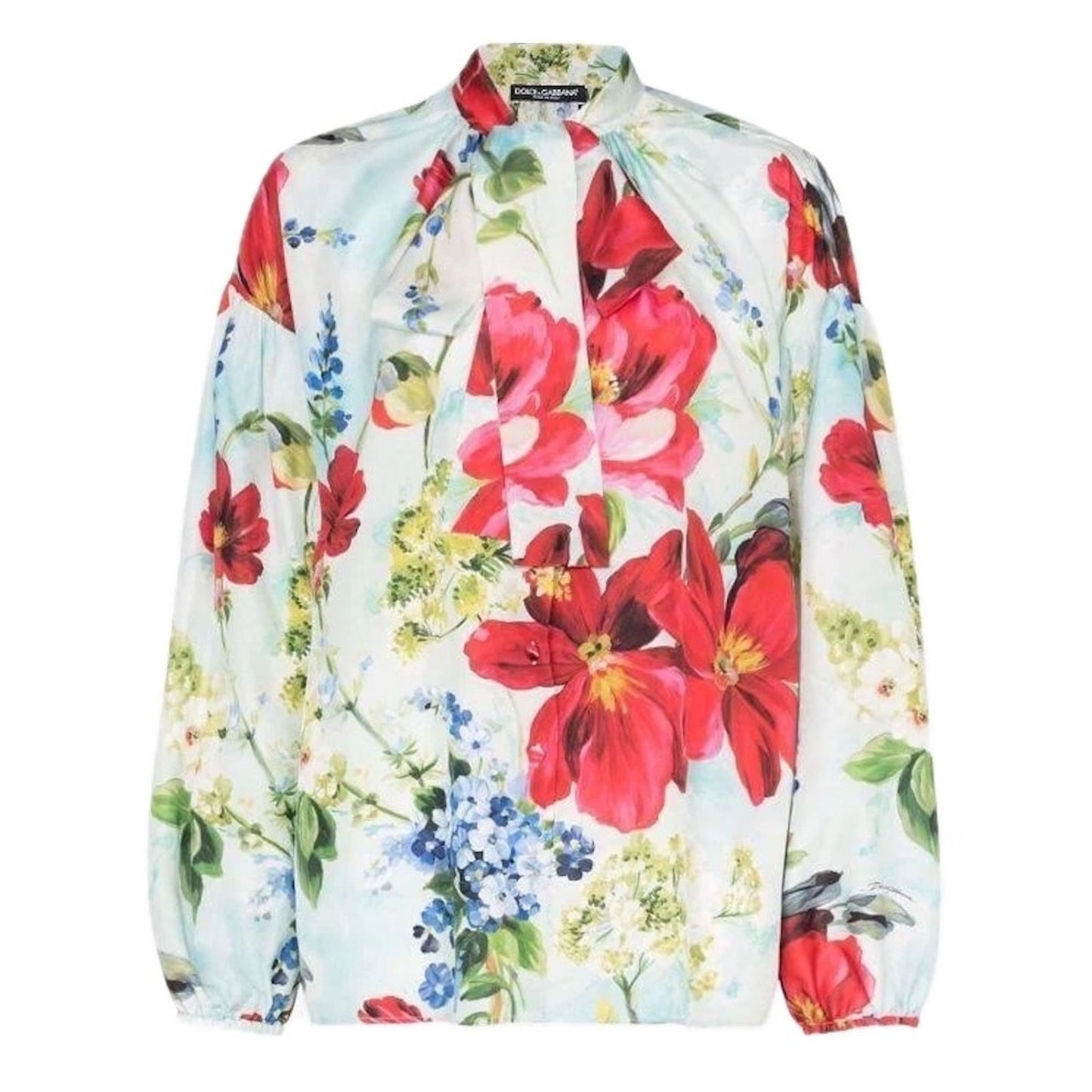 NWT  Dolce & Gabbana Floral Print Blouse Silk Shirt Multicolor IT 42 US M