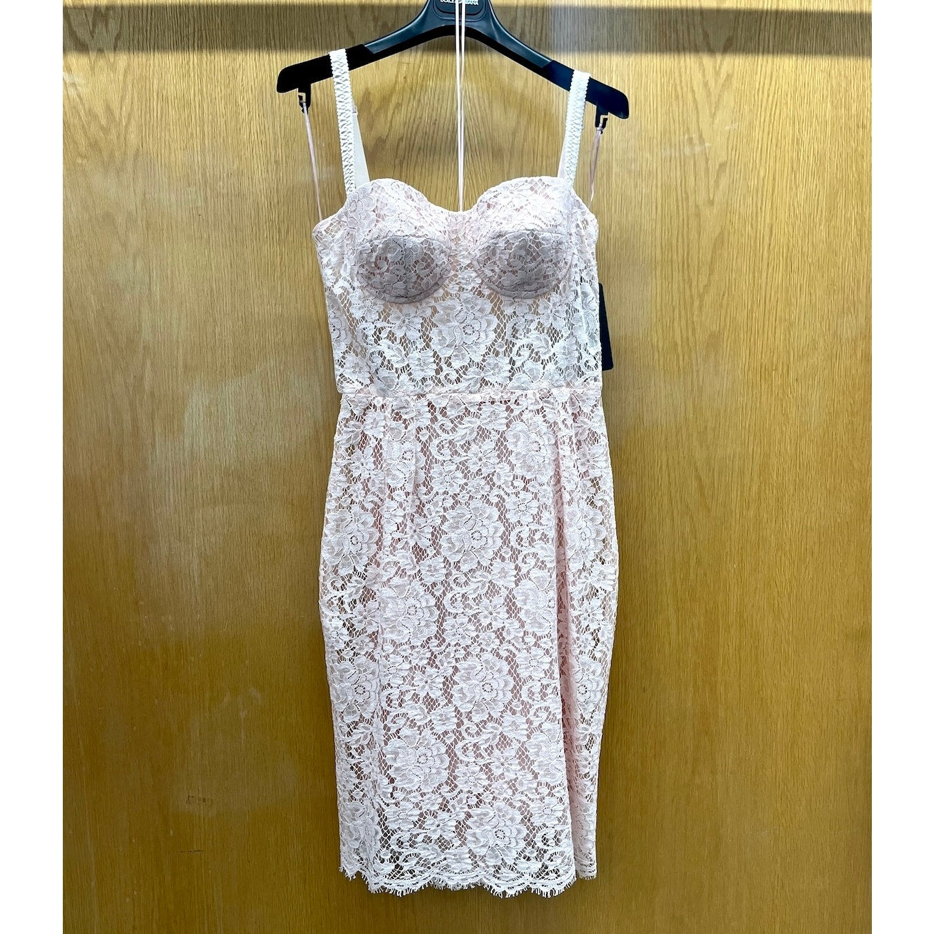NWT DOLCE & GABBANA Floral Lace Bustier MIdi Dress Pink IT 44 / L