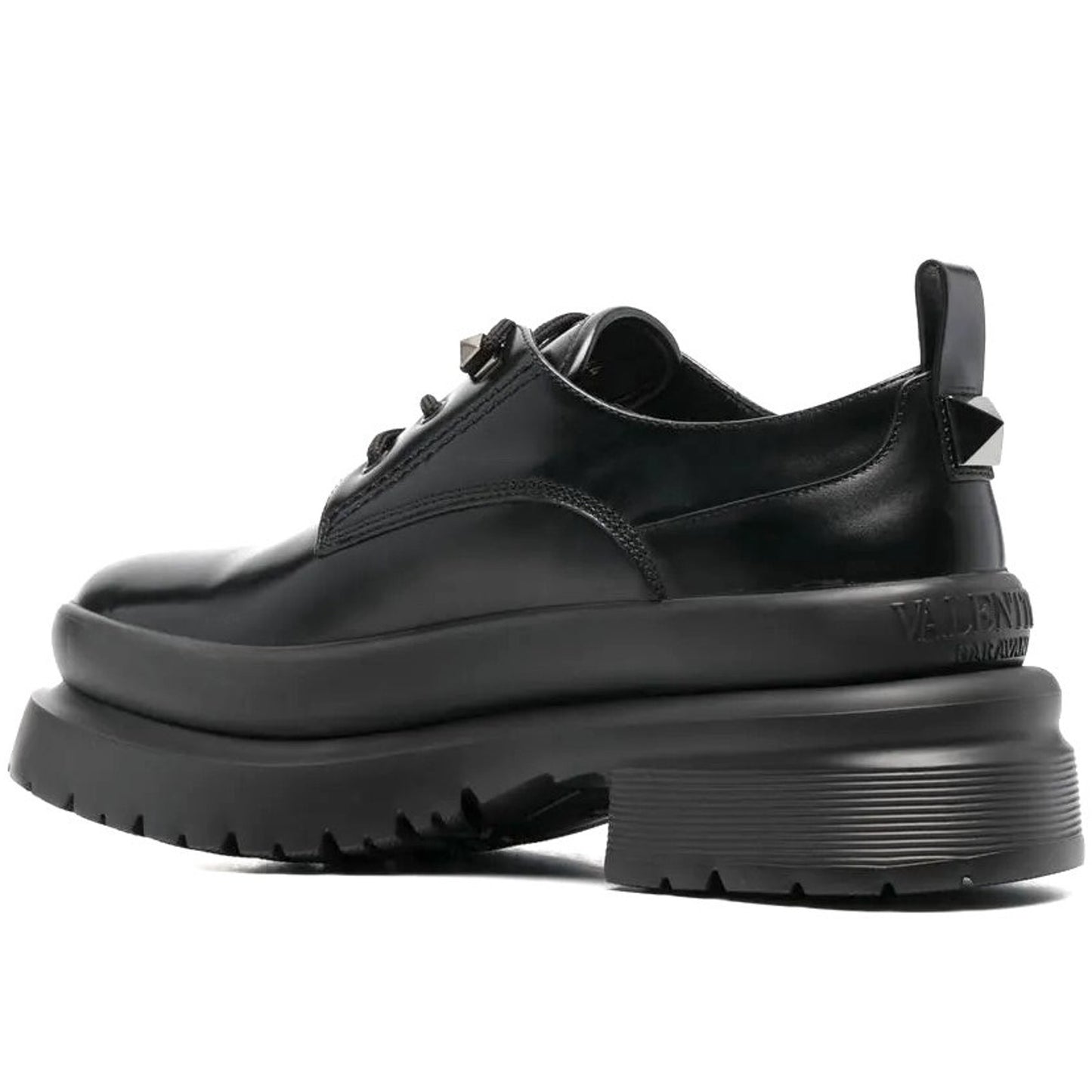 NIB Valentino Garavani Black Roman Stud Calfskin Derby 44.5