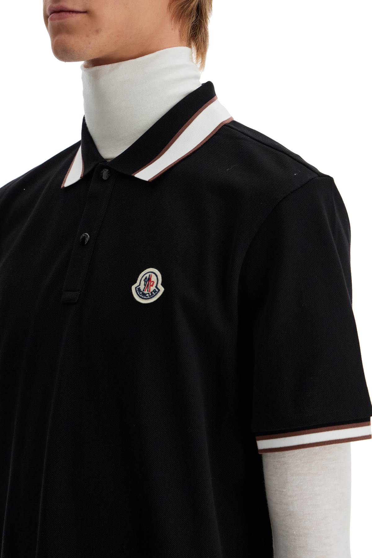 Moncler Striped Polo Shirt With Detailed Accents