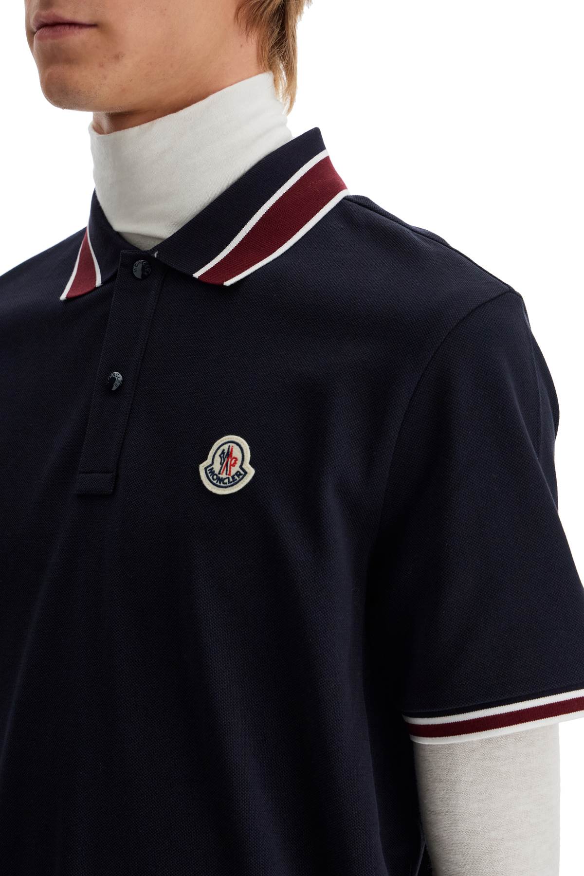 Moncler Striped Polo Shirt With Detailed Accents