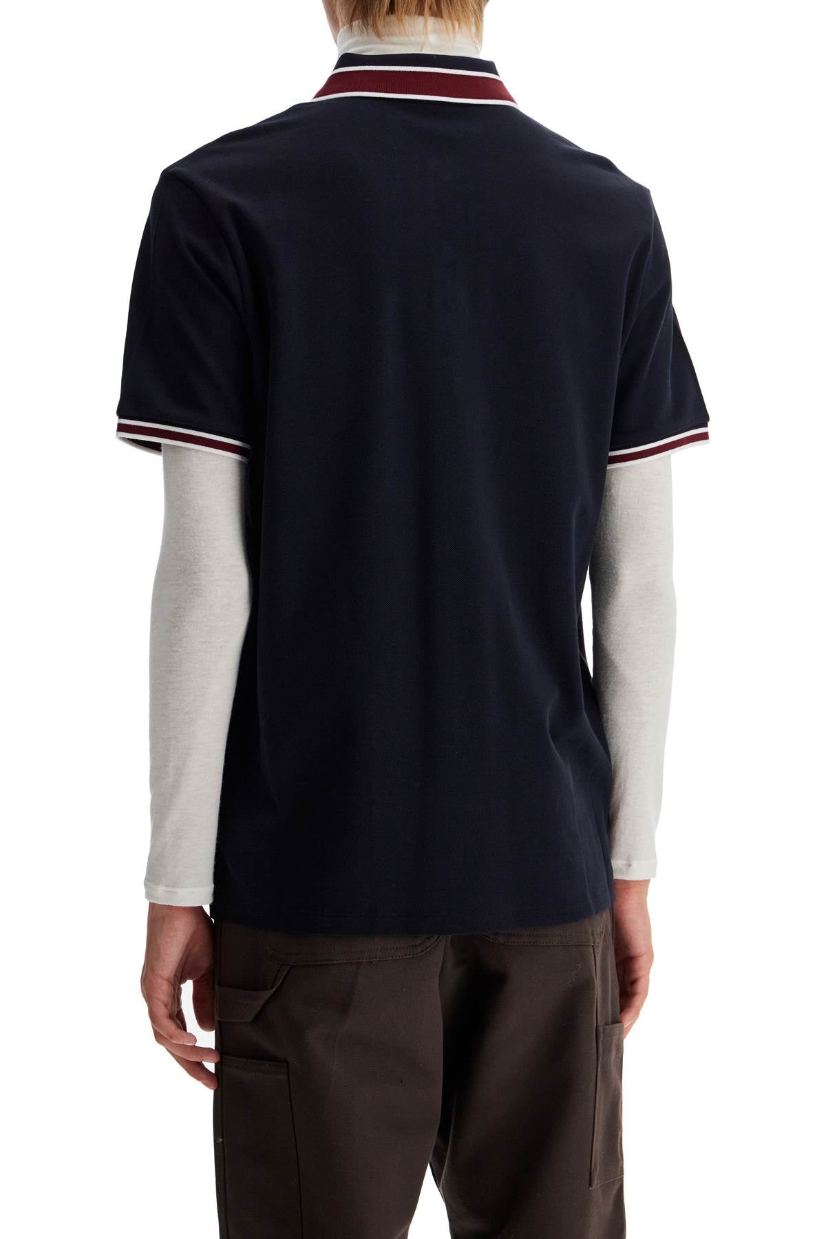 Moncler Striped Polo Shirt With Detailed Accents