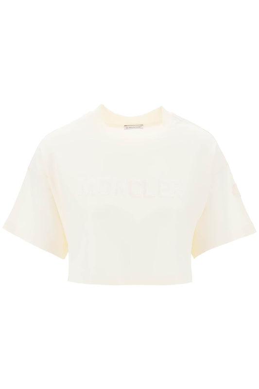 Moncler Cropped T-Shirt With Sequin Logo