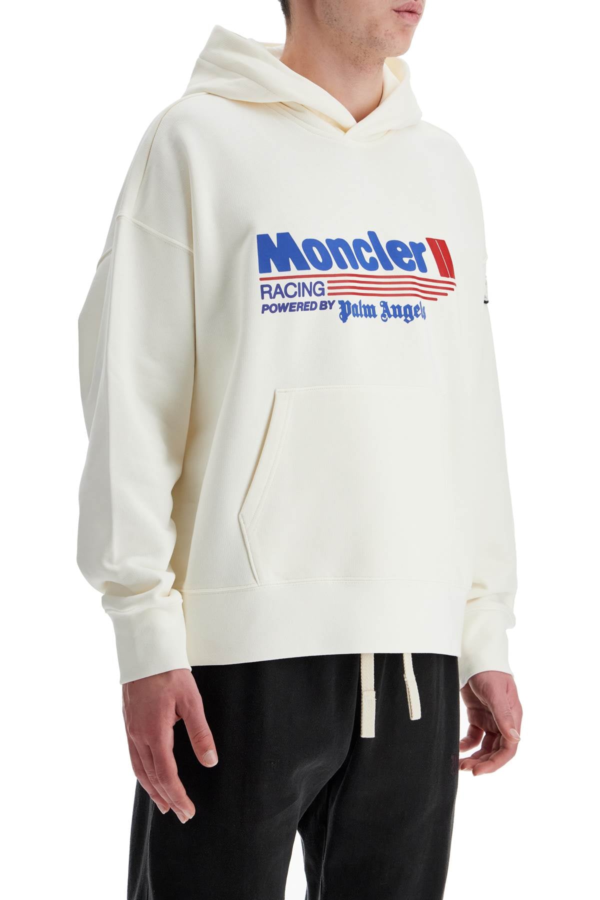 Moncler X Palm Angels White Cotton Hoodie Streetwear Collaboration