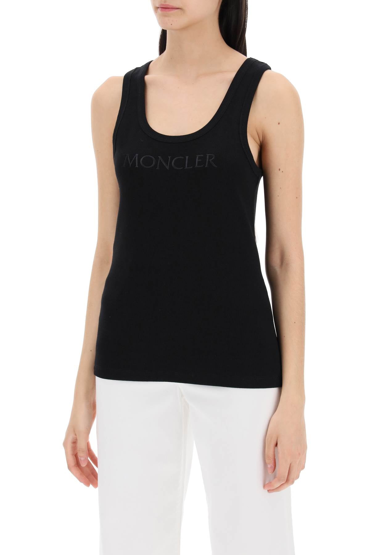 Moncler Sleeveless Ribbed Jersey Top