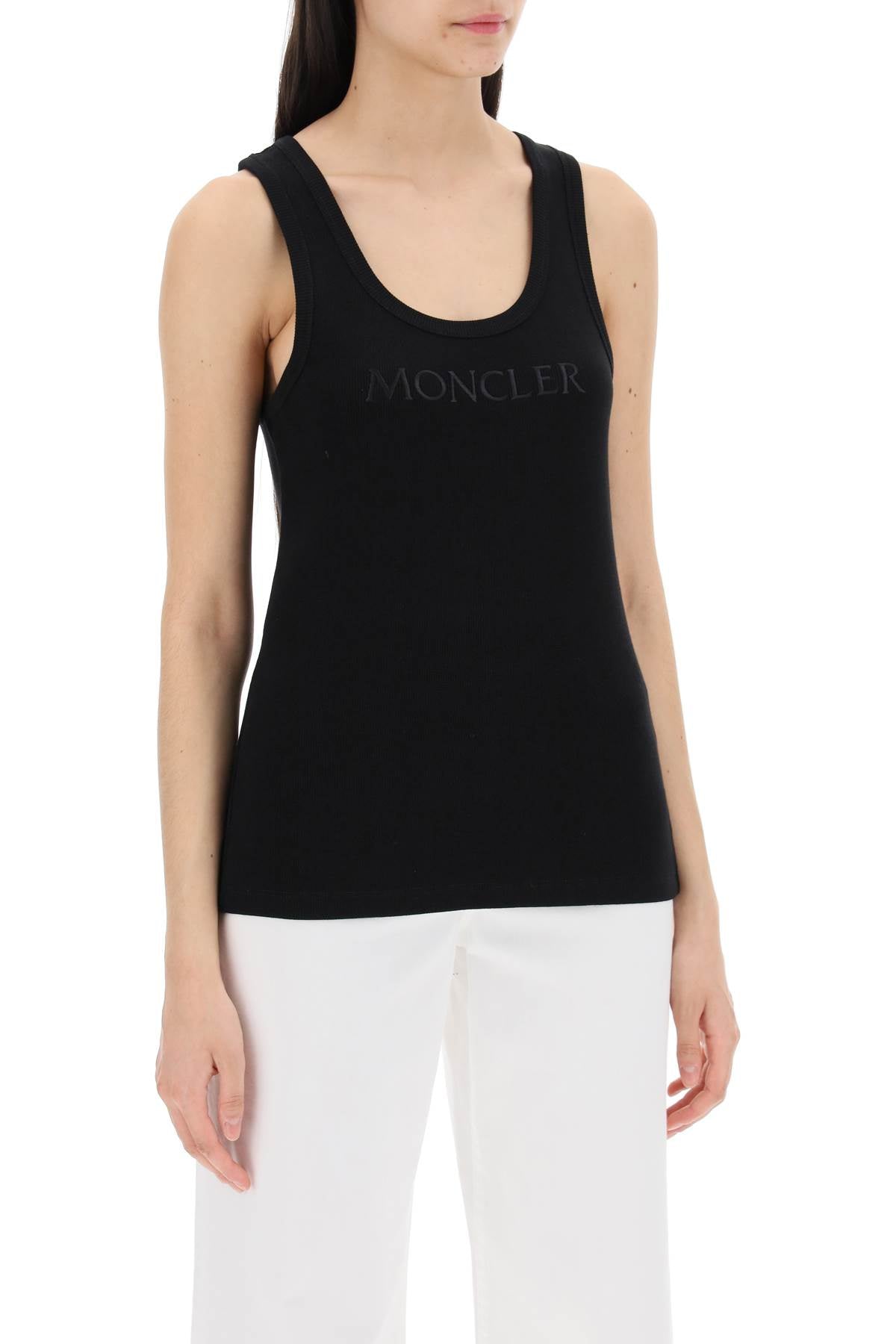 Moncler Sleeveless Ribbed Jersey Top