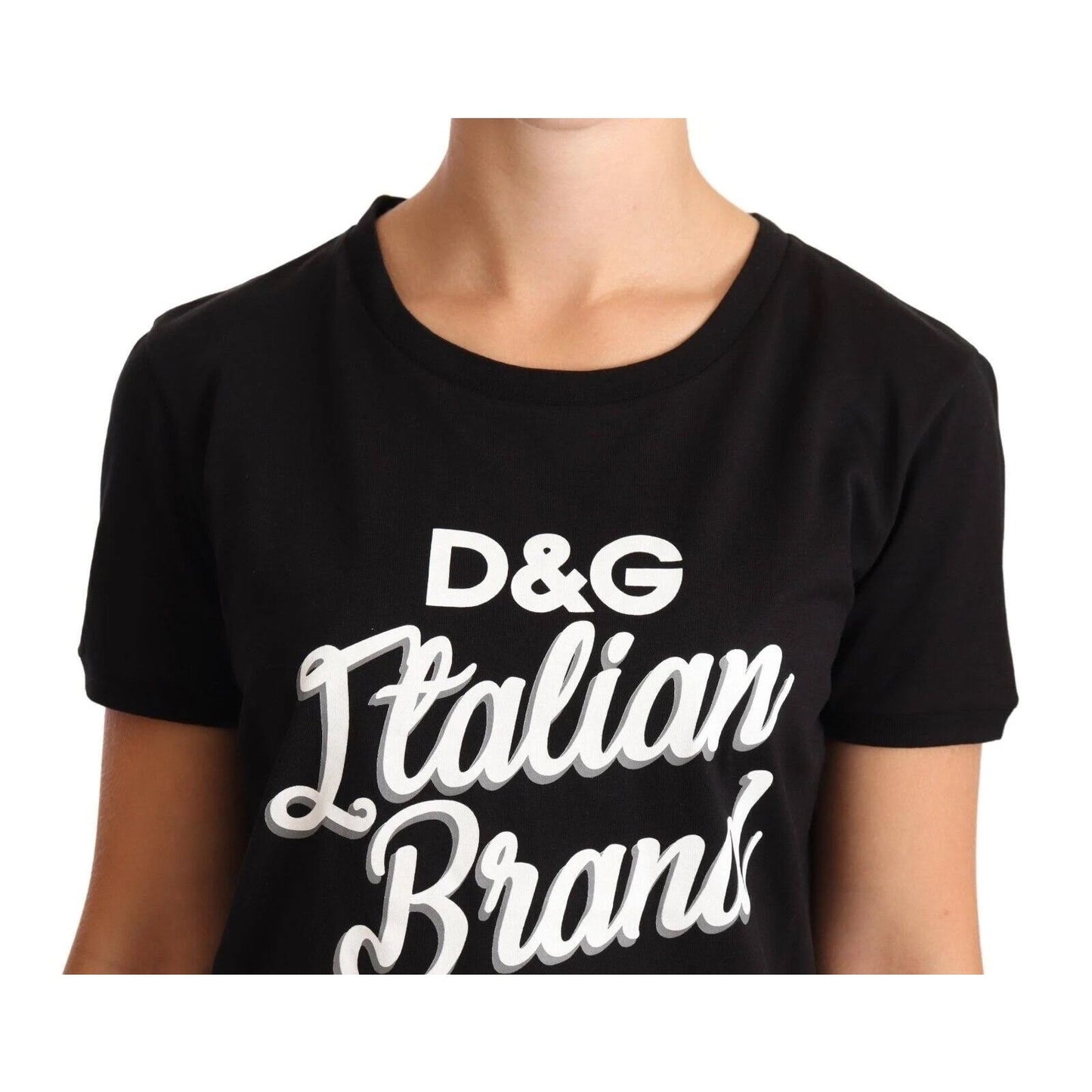 NWT Dolce & Gabbana Black Italian Brand Cotton T-shirt In IT 36 XXS