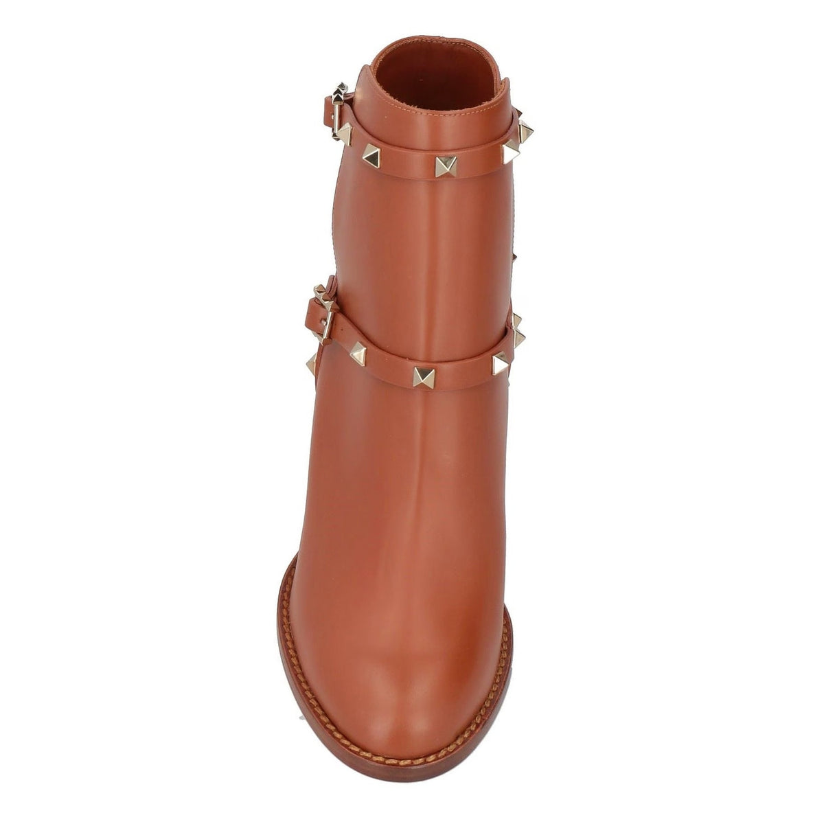 Valentino Garavani Rockstud Brown Ankle Boots in Calfskin 35