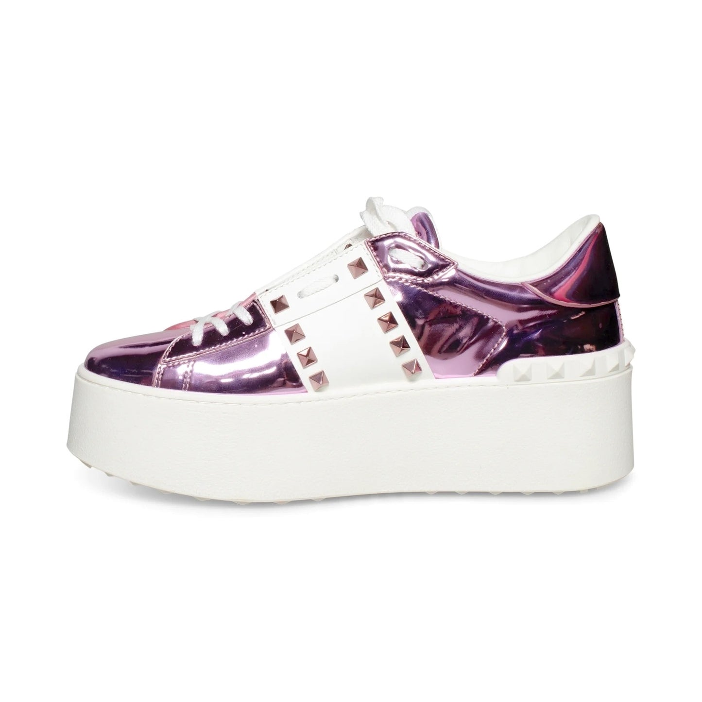 Valentino Garavani Pink Platform Rockstud Untitled Mirror-effect Sneakers