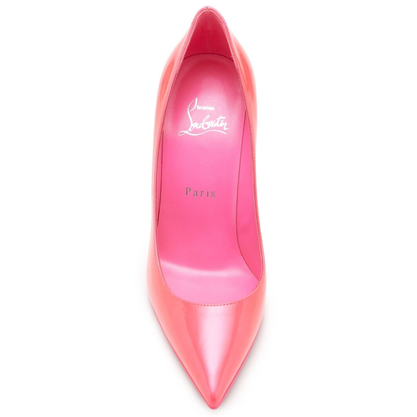 Christian Louboutin Kate 100 Pointed Toe Patent Leather Pumps Neon Pink