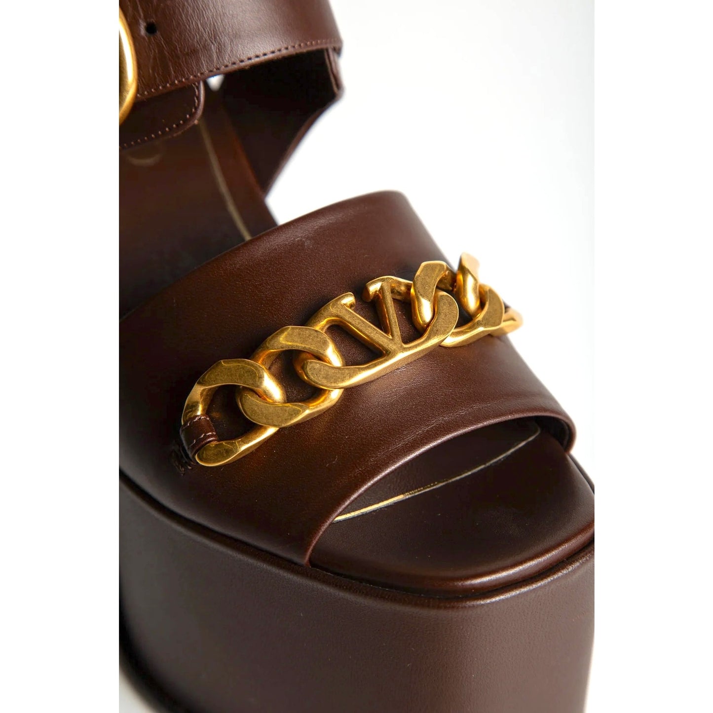 Valentino Garavani Brown VLogo Chain 130 Platform Sandals 36