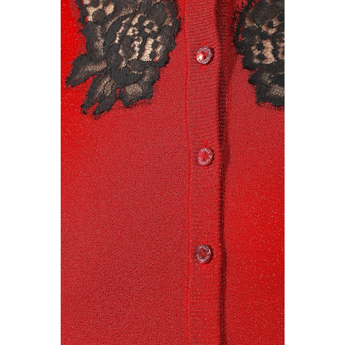 NWT Dolce & Gabbana Red Black Lame ace Cardigan top  IT 42 US M