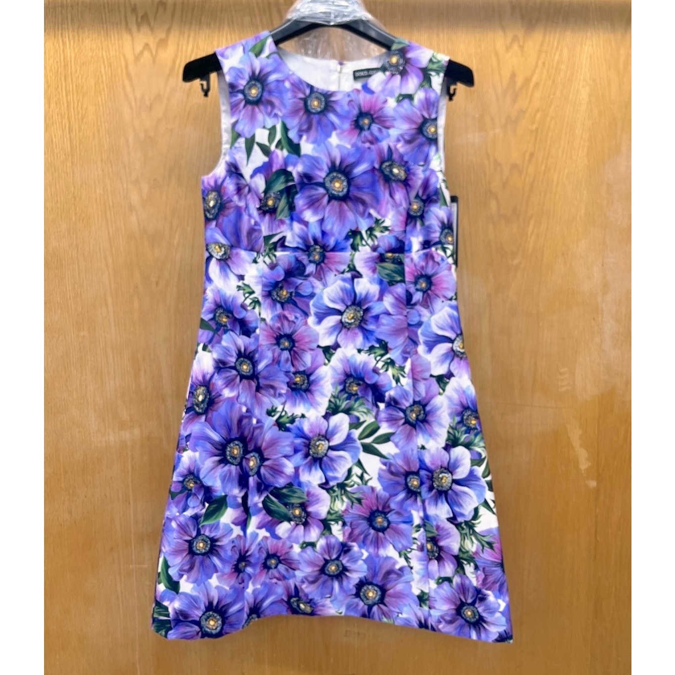 Dolce & Gabbana Purple Anemone Floral Silk Crepe De Chine Sleeveless Mini Dress